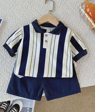 Zomerse Jongens Set: Gestreept Poloshirt & Short - Katoen