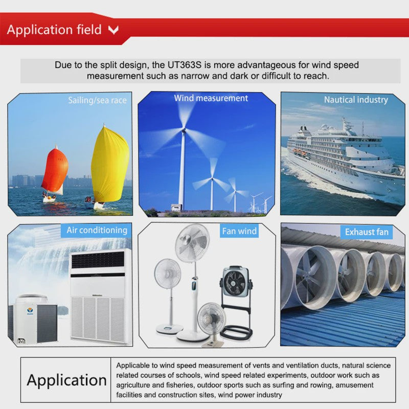 UNI-T UT363S Digitale Anemometer - Windsnelheid & Temperatuurmeter