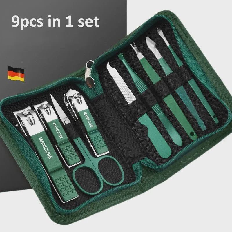 Professionele Manicure & Pedicure Set (9 Delig) - Roestvrij Staal met Reis Etui