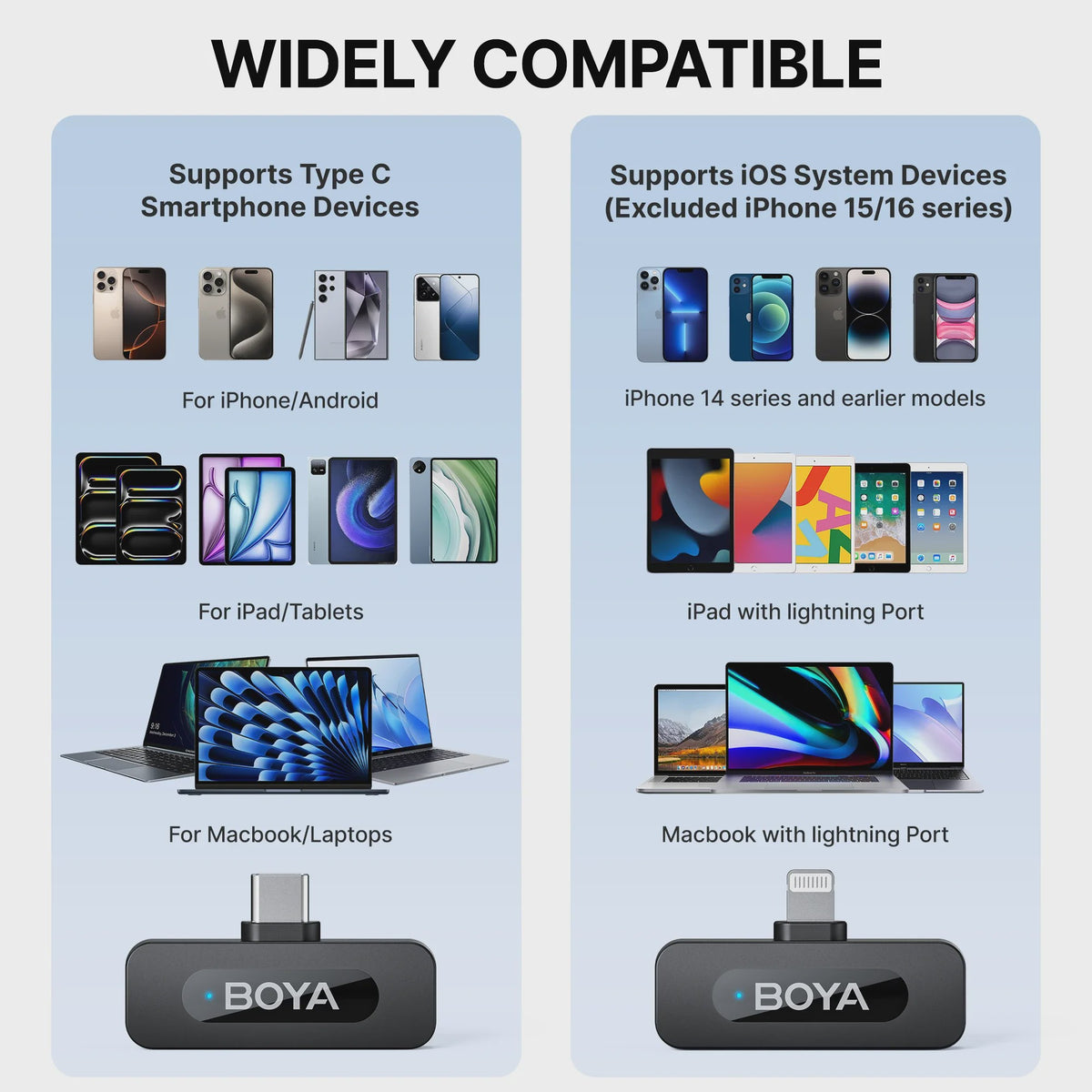 Draadloze Lavalier Microfoon BOYA BY-V voor iPhone, iPad & Android - Live Opnames & Interviews