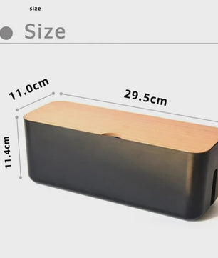 Stijlvolle Kabel Organizer Box met Houten Deksel - Bureau & Kantoor Kabelmanagement