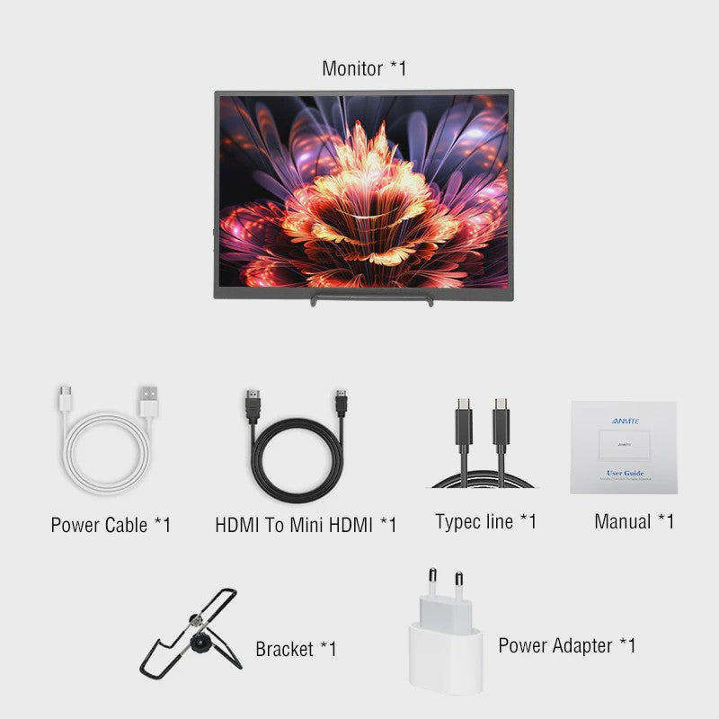 Anmite 10.5" Draagbare Monitor - 1280P HDR, 15:10 Beeldverhouding, Touchscreen Optioneel