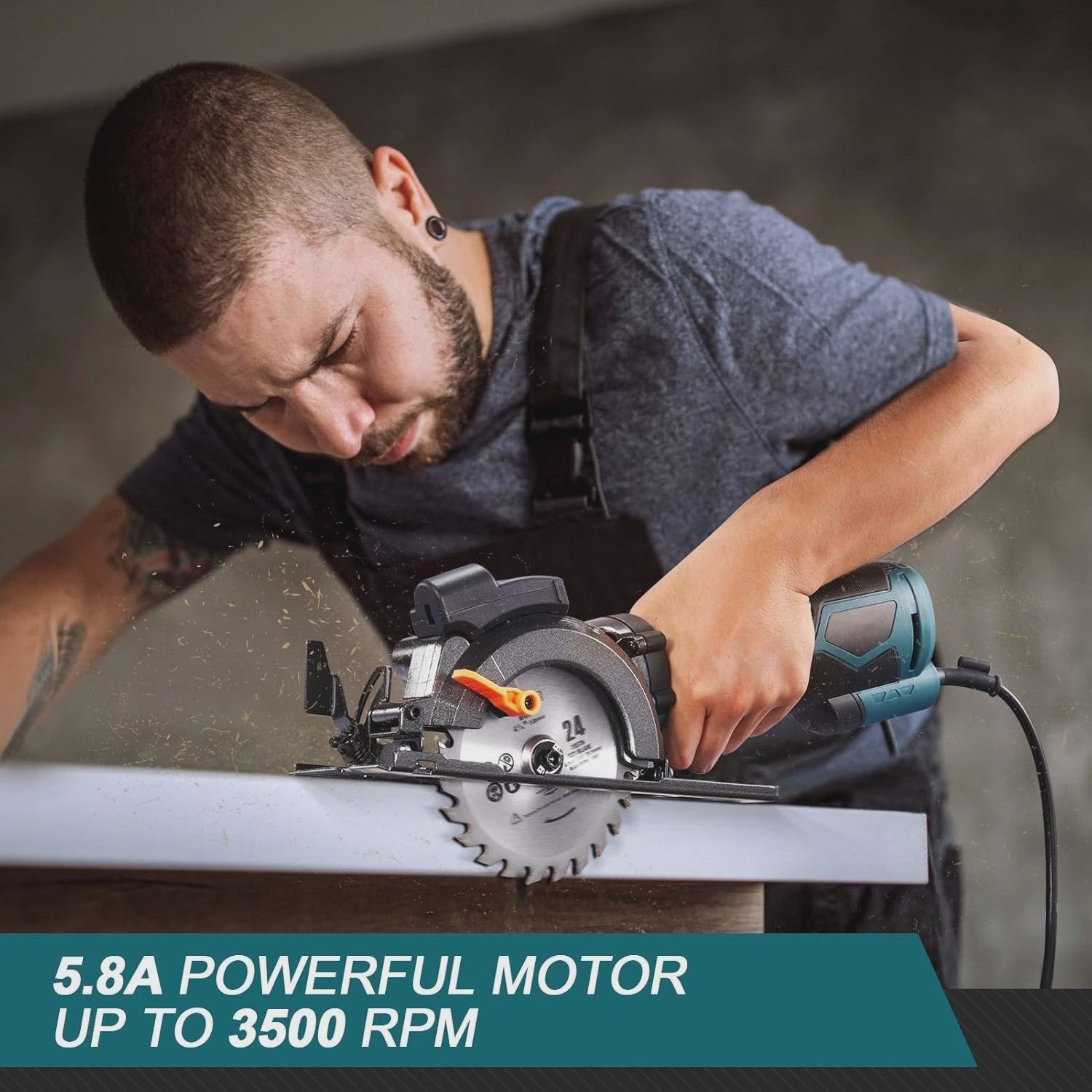 DOVAMAN Mini Cirkelzaag met Laser - 710W, 3500rpm, 6 Zaagbladen, 43mm Diepte