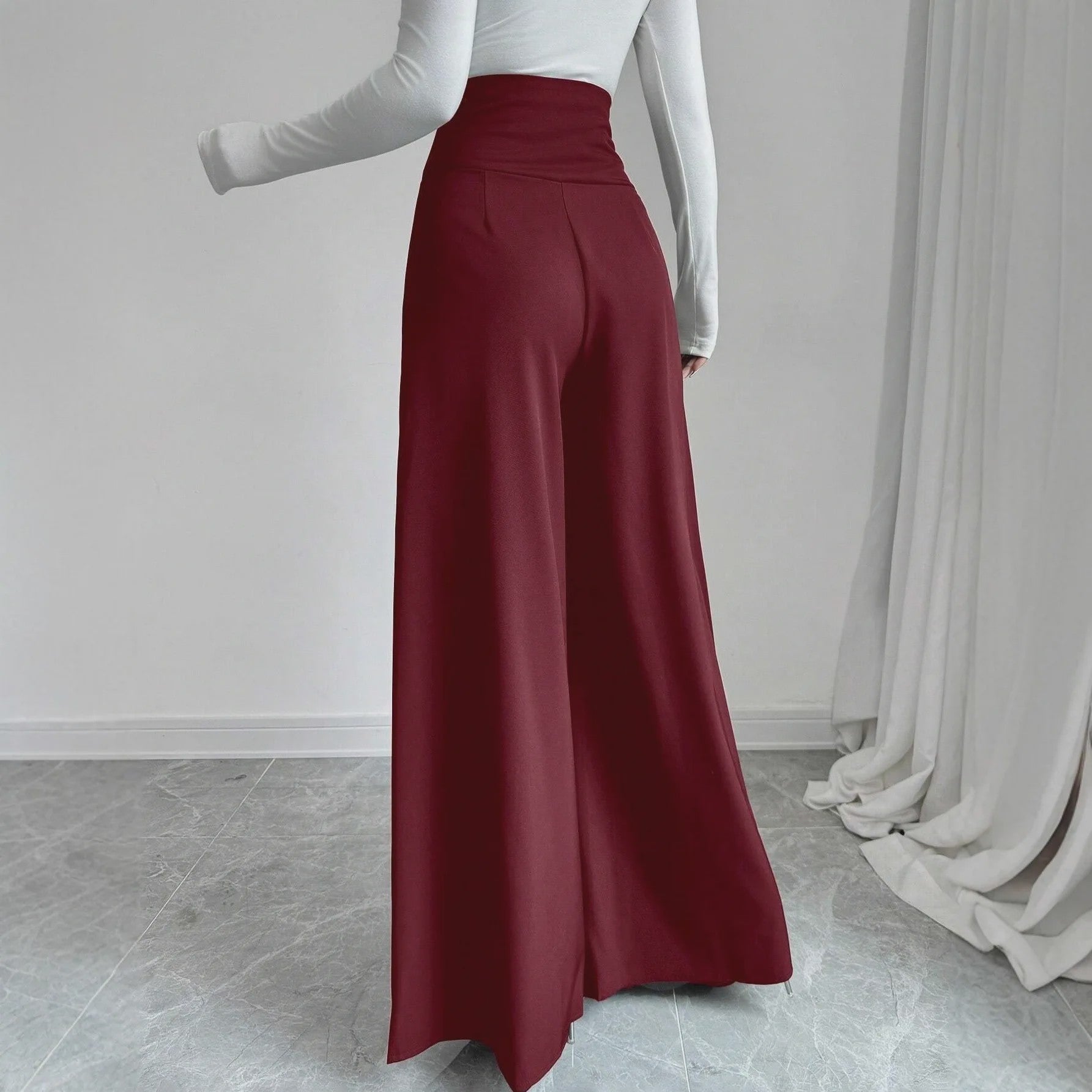 Modieuze Wijde Pijp Pantalon Dames - Comfortabel & Ademend Kantoor & Casual