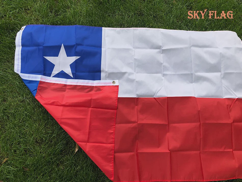 Chile Vlag 90x150cm - Polyester Vlaggenbanner met 2 Ophangringen