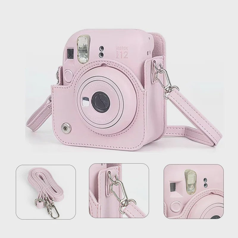 PU Lederen Beschermhoes met Schouderband voor Fujifilm Instax Mini 12 Camera