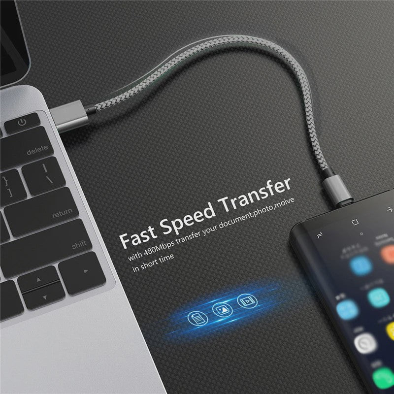 Nylon USB-C Laadkabel - Snel Opladen & Data Transfer voor Huawei, Samsung & Android (1/2/3M)