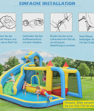 Opblaasbaar Speelkasteel 5-in-1 met Glijbaan, Waterbad en Voetbalnet voor Kinderen
