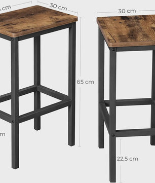 Set van 2 Krukken VASAGLE - Rustiek Hout & Zwart Metaal - 120kg Draagkracht