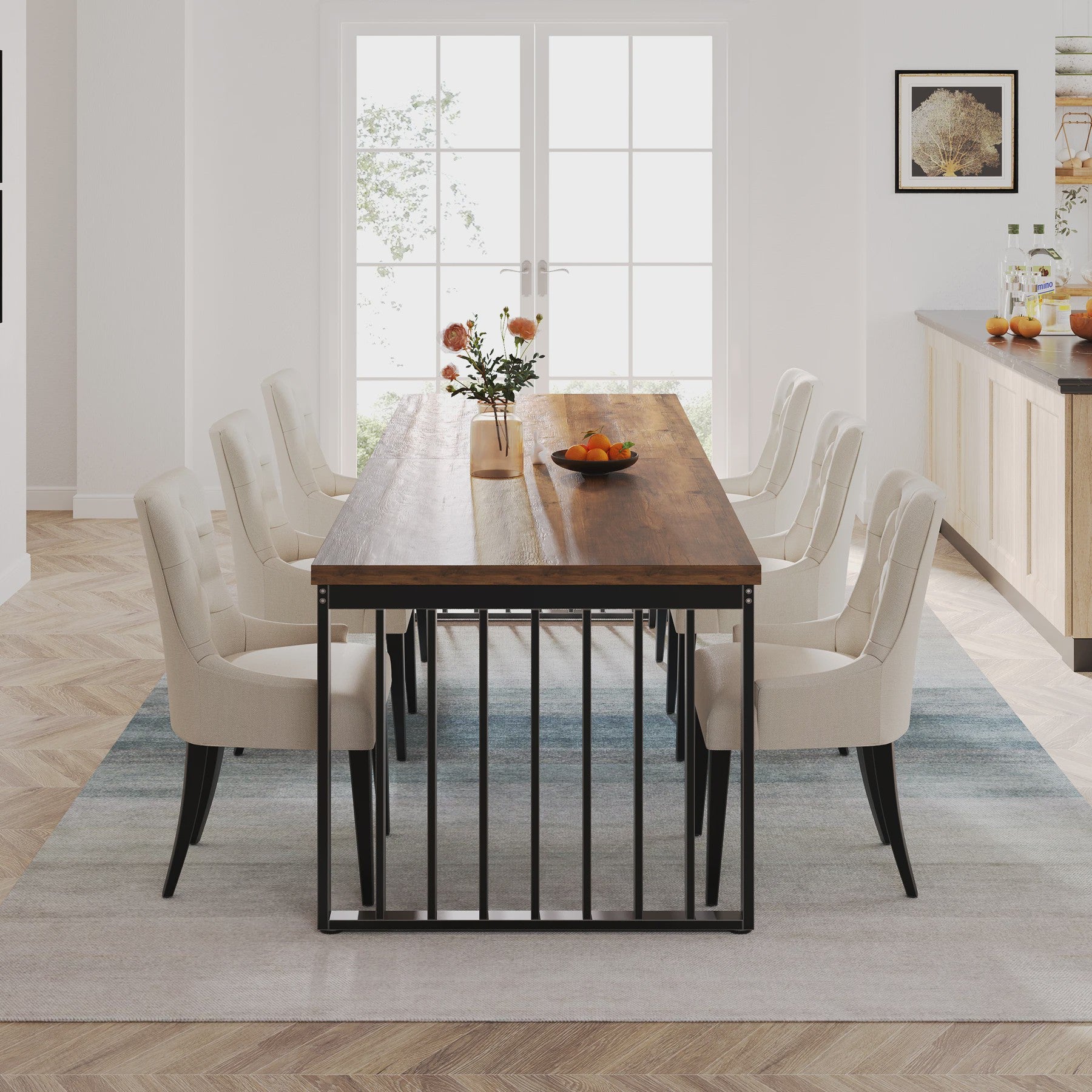Industriële Eettafel 180 cm - Hout & Metaal - Geschikt voor 4-6 Personen