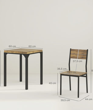 Compacte Eettafel Set met 2 Stoelen - 3-delig Keukenmeubel