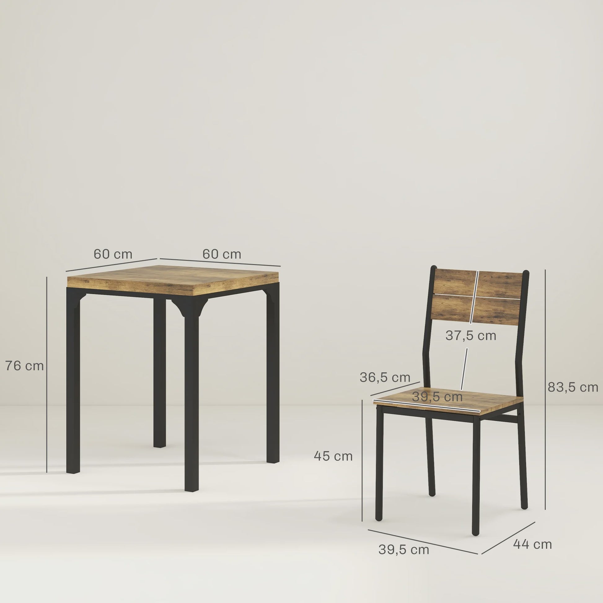 Compacte Eettafel Set met 2 Stoelen - 3-delig Keukenmeubel