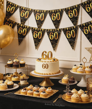 Black Gold Verjaardag Banner - Slingers voor 30, 40, 50, 60 Jaar Feestdecoratie