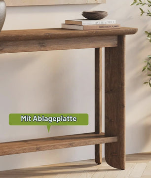 Houten Console Tafel Achter Bank - 2-Laags Entree Tafel met Opslag - Walnoot Kleur - Eenvoudige Montage