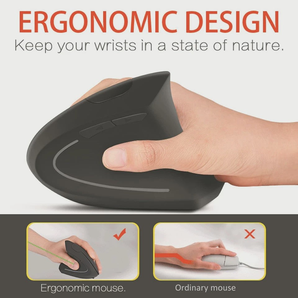 Ergonomische Verticale Draadloze Muis - Oplaadbaar & Draagbaar voor PC/Laptop