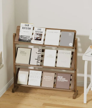 Stijlvolle Houten Boekenkast - Ultradun Magazine & Krantenrek voor Woonkamer of Kantoor