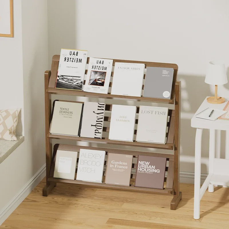 Stijlvolle Houten Boekenkast - Ultradun Magazine & Krantenrek voor Woonkamer of Kantoor