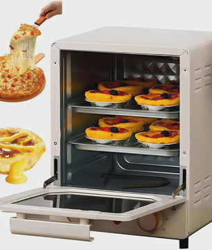 Compacte Verticale Oven 15L met Glazen Deur & Timer - Ideaal voor Kleine Keukens