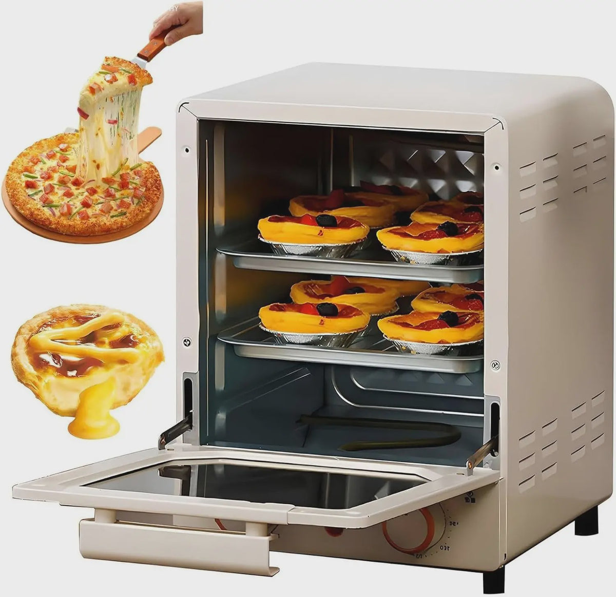 Compacte Verticale Oven 15L met Glazen Deur & Timer - Ideaal voor Kleine Keukens