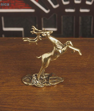 Abstract Messing Hertenbeeld - Vintage Rendier Sculptuur voor Thuis & Kantoor