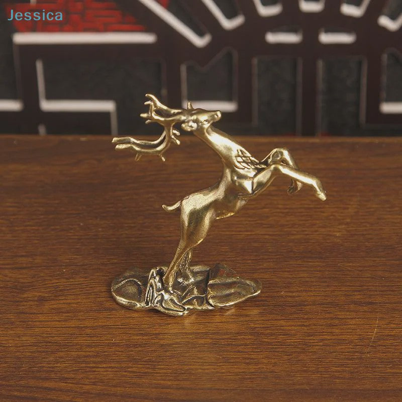 Abstract Messing Hertenbeeld - Vintage Rendier Sculptuur voor Thuis & Kantoor