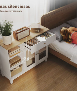 Stijlvol Wit Sideboard met Glazen Deuren, Lade en Open Vakken - 100x35x80.3 cm