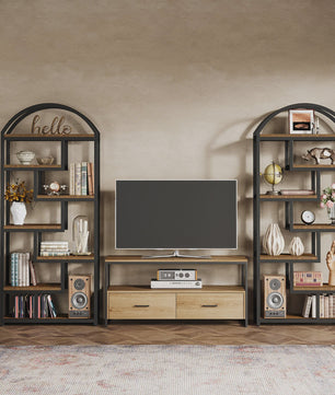Industriële Boekenkast 180 cm Hoog - 7 Verdiepingen - Metaal & Hout - Open Opslag - Woonkamer & Kantoor