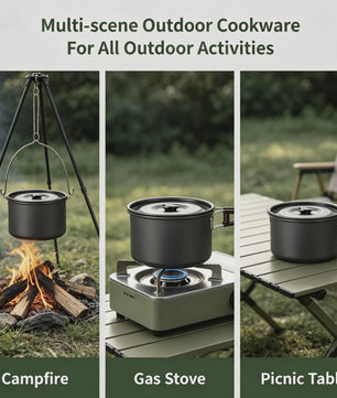 Kampeerpan Hangend 3L Aluminium Outdoor Kookpan Draagbaar voor Kampvuur, BBQ, Reizen