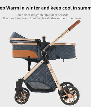 Magic ZC Premium 3-in-1 Baby Reiswieg & Kinderwagen Set - Luxe Beige, Compact, Inclusief Autostoel & Draagmand, Geschikt Vanaf Geboorte