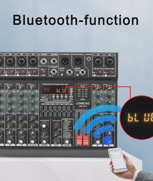 Lomeho AM-GT6/8 Professionele Audio Mixer Console met 7-Band EQ, USB & 99 Effecten