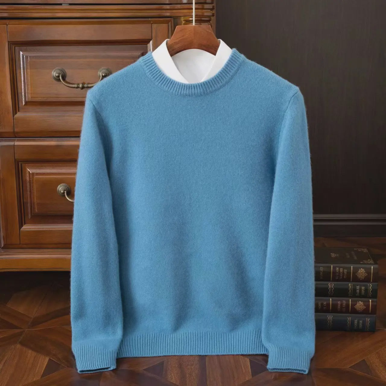 Heren Kasjmier Trui met Ronde Hals - Losse Pasvorm, Oversized - Herfst/Winter Collectie