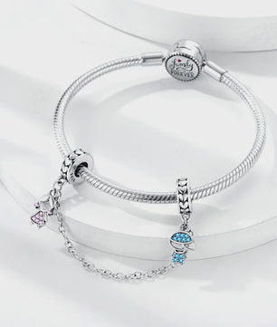 925 Sterling Zilveren Veiligheidsketting Bedel voor Armbanden - Maan, Ster, Vlinder, Hart