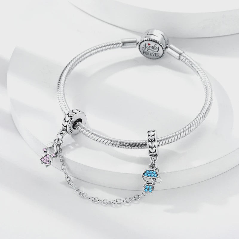 925 Sterling Zilveren Veiligheidsketting Bedel voor Armbanden - Maan, Ster, Vlinder, Hart