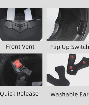 BLD Flip-Up Motorhelm Modulair ABS Dubbel Vizier DOT Goedgekeurd