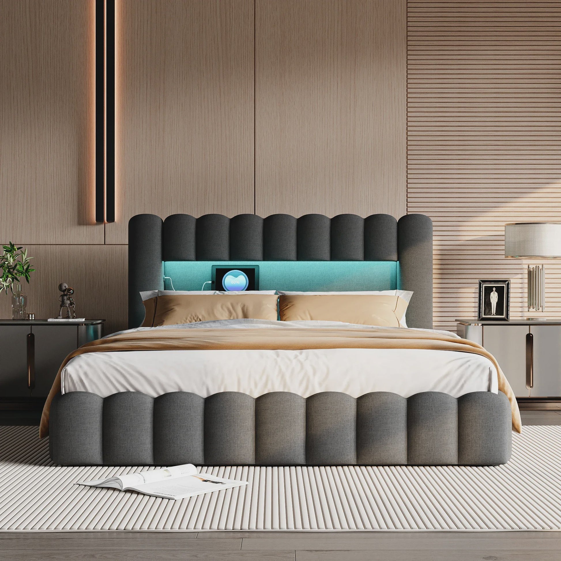 Luxe Gestoffeerd Bed met LED, USB & Opbergruimte - 140/160/180cm