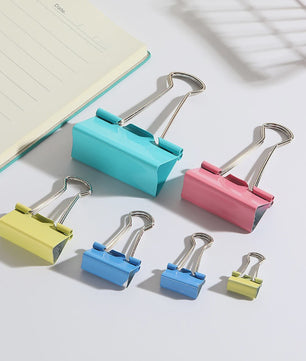 Set van 12 Gekleurde Metalen Binder Clips - 25mm & 32mm - Kantoor & School Organisatie