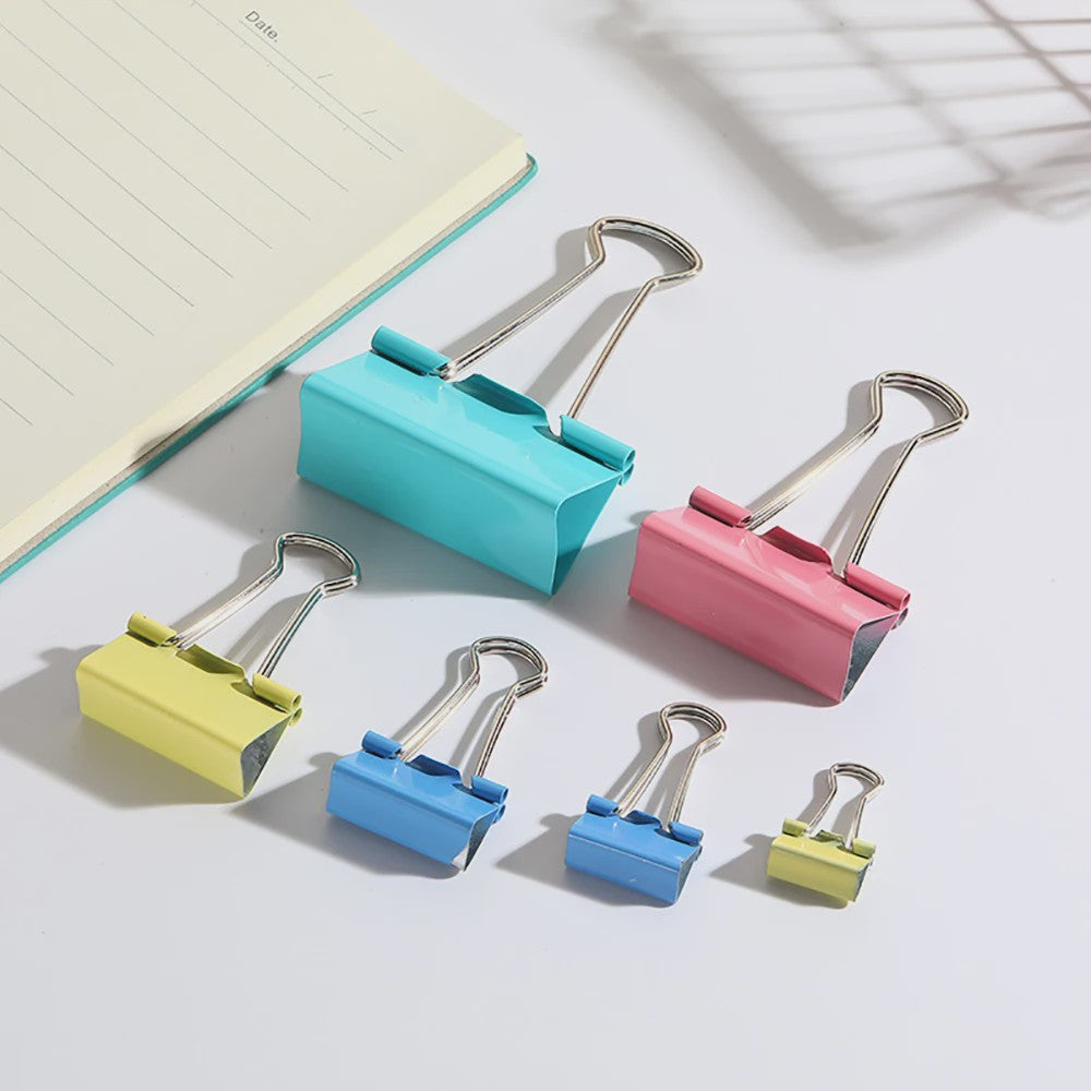 Set van 12 Gekleurde Metalen Binder Clips - 25mm & 32mm - Kantoor & School Organisatie