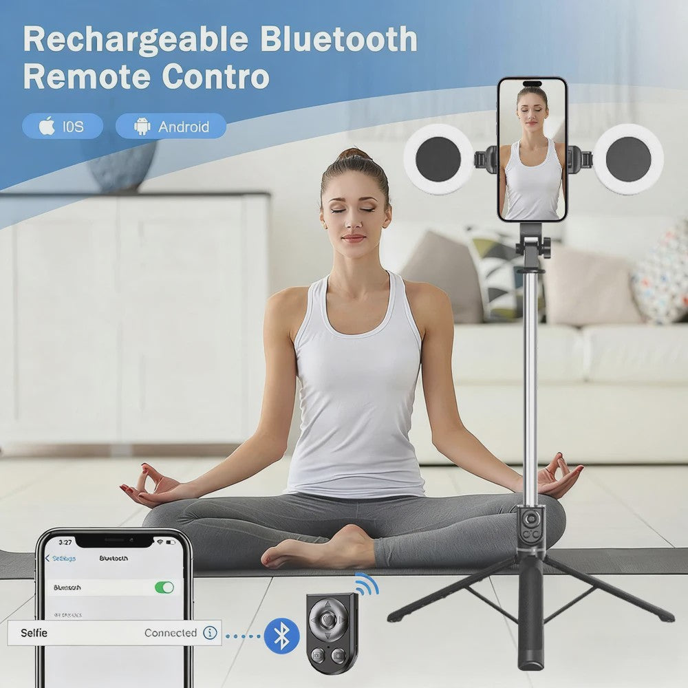 Selfie Statief met Ringlamp & Bluetooth Afstandsbediening - 180cm