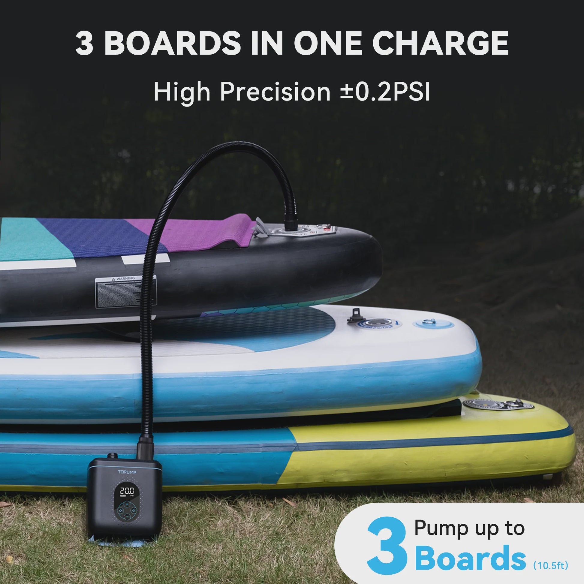 TOPUMP Elektrische SUP Board Pomp - 20PSI, 4000mAh - Voor Stand Up Paddle Boards & Kajaks
