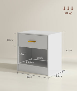 Set van 2 Nachtkastjes met Lade en Open Vak - Modern Design met Gouden Handgreep