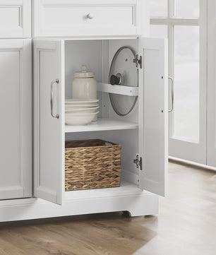 Keuken Eiland met Uittrekbaar Werkblad, Lades en Opbergruimte - Wit/Houtkleur