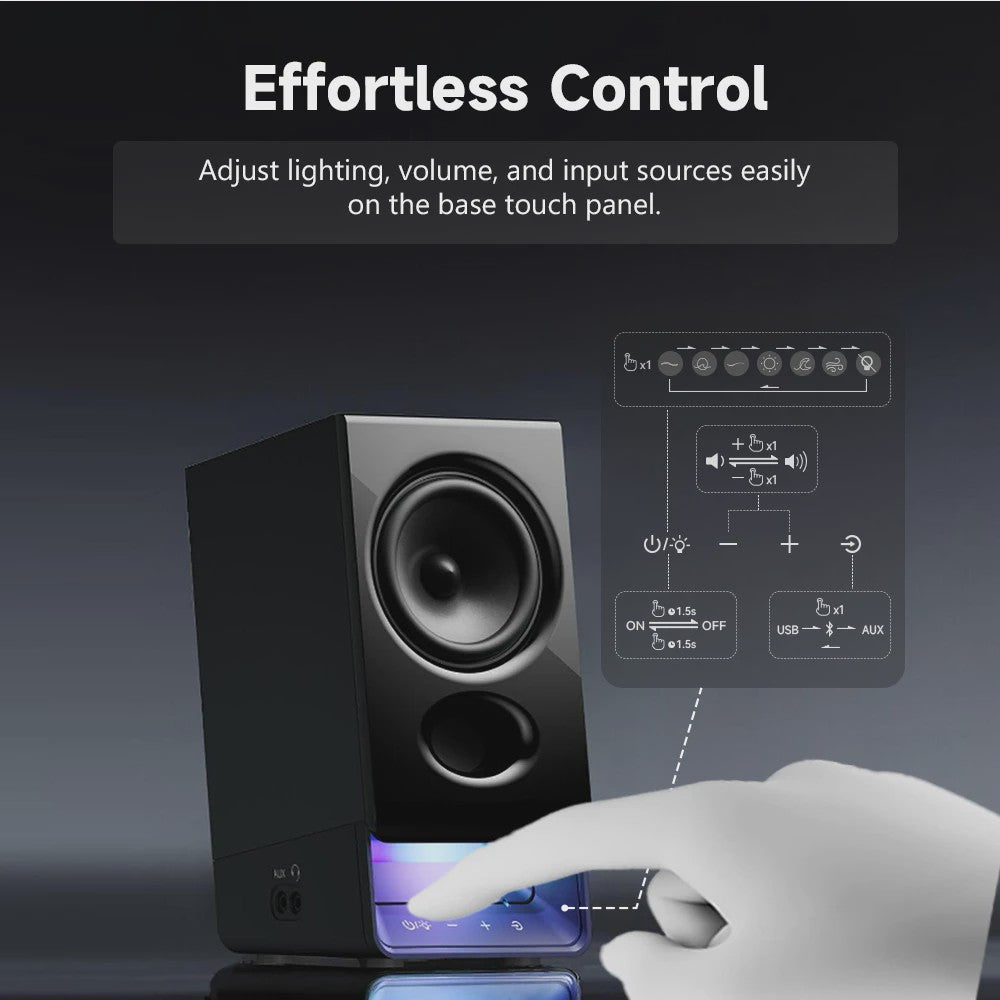 Edifier R20BT Bluetooth Boekenplank Speakers met Ambient Light & APP Controle
