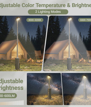 Telescopische Campinglamp met LED, Draagbare Noodverlichting & Powerbank Functie