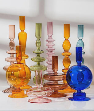 Set van 10 Luxe Glazen Kandelaars - Sfeervolle Decoratie voor Woonkamer, Bruiloft & Feest