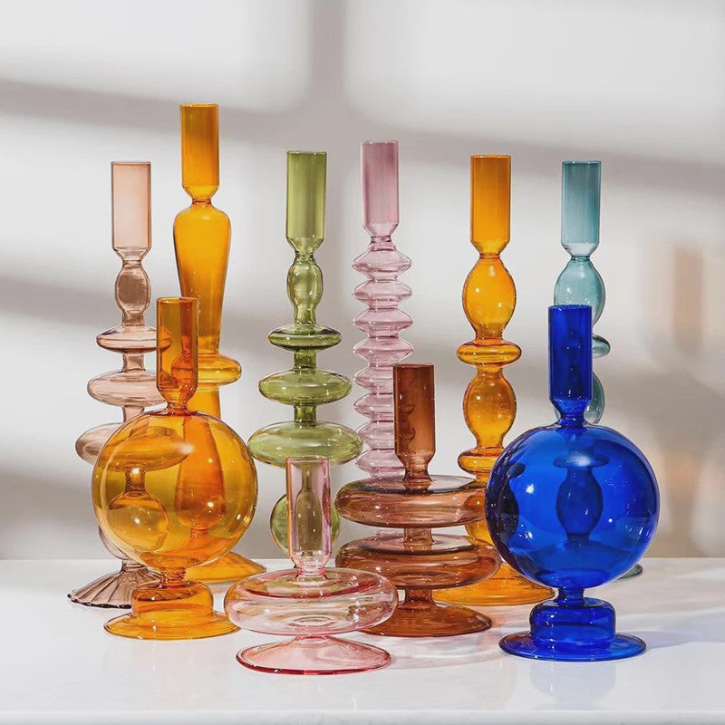 Set van 10 Luxe Glazen Kandelaars - Sfeervolle Decoratie voor Woonkamer, Bruiloft & Feest