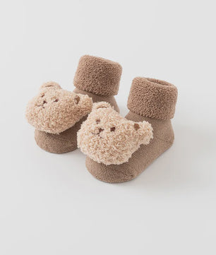 Schattige Babysokjes met Beer - Zacht Katoen, Anti-slip & Warm voor Jongens en Meisjes
