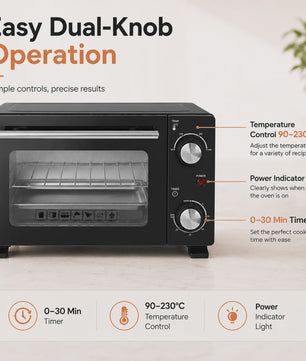 Compacte Elektrische Oven 10L - 800W, 90-230°C, Timer, Bakplaat & Rooster