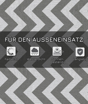 Waterdicht Buitentapijt 121x182cm - Lichtgrijs/Wit Zigzag - Ideaal voor Balkon & Tuin