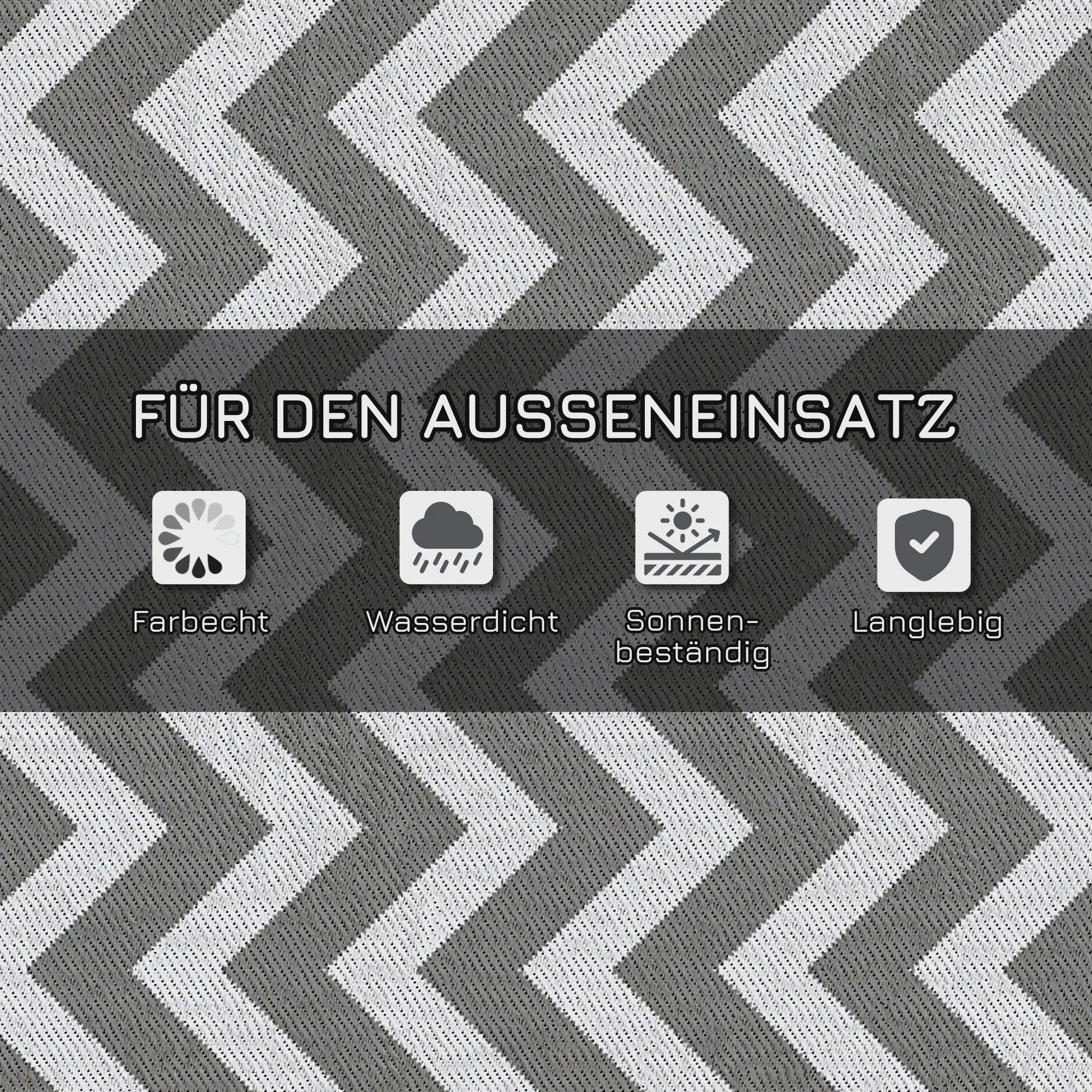 Waterdicht Buitentapijt 121x182cm - Lichtgrijs/Wit Zigzag - Ideaal voor Balkon & Tuin