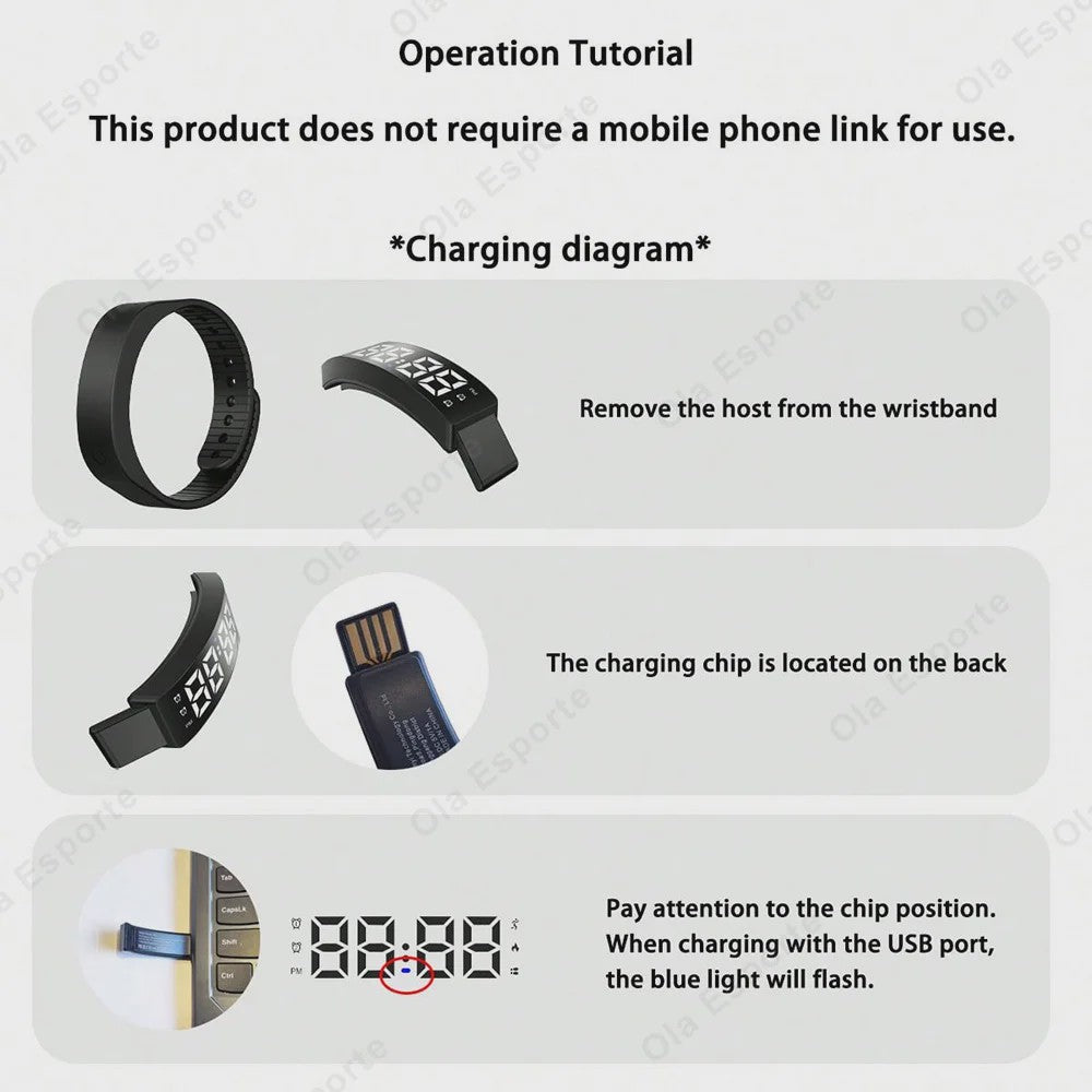 Smart Band HT30: Waterdichte LED Smartwatch met Stappenteller, Calorieënteller en Vibratiealarm